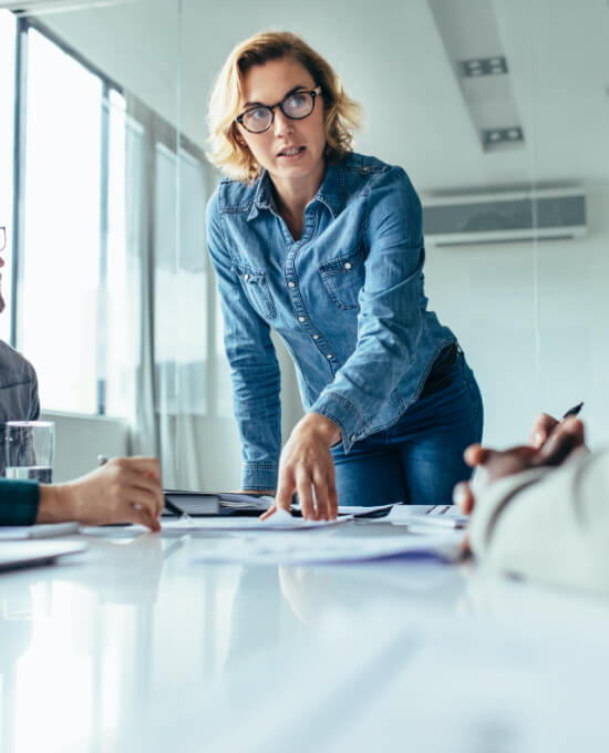 Woman discussing important business