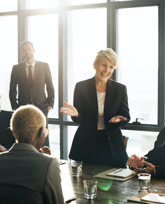 Woman discussing business